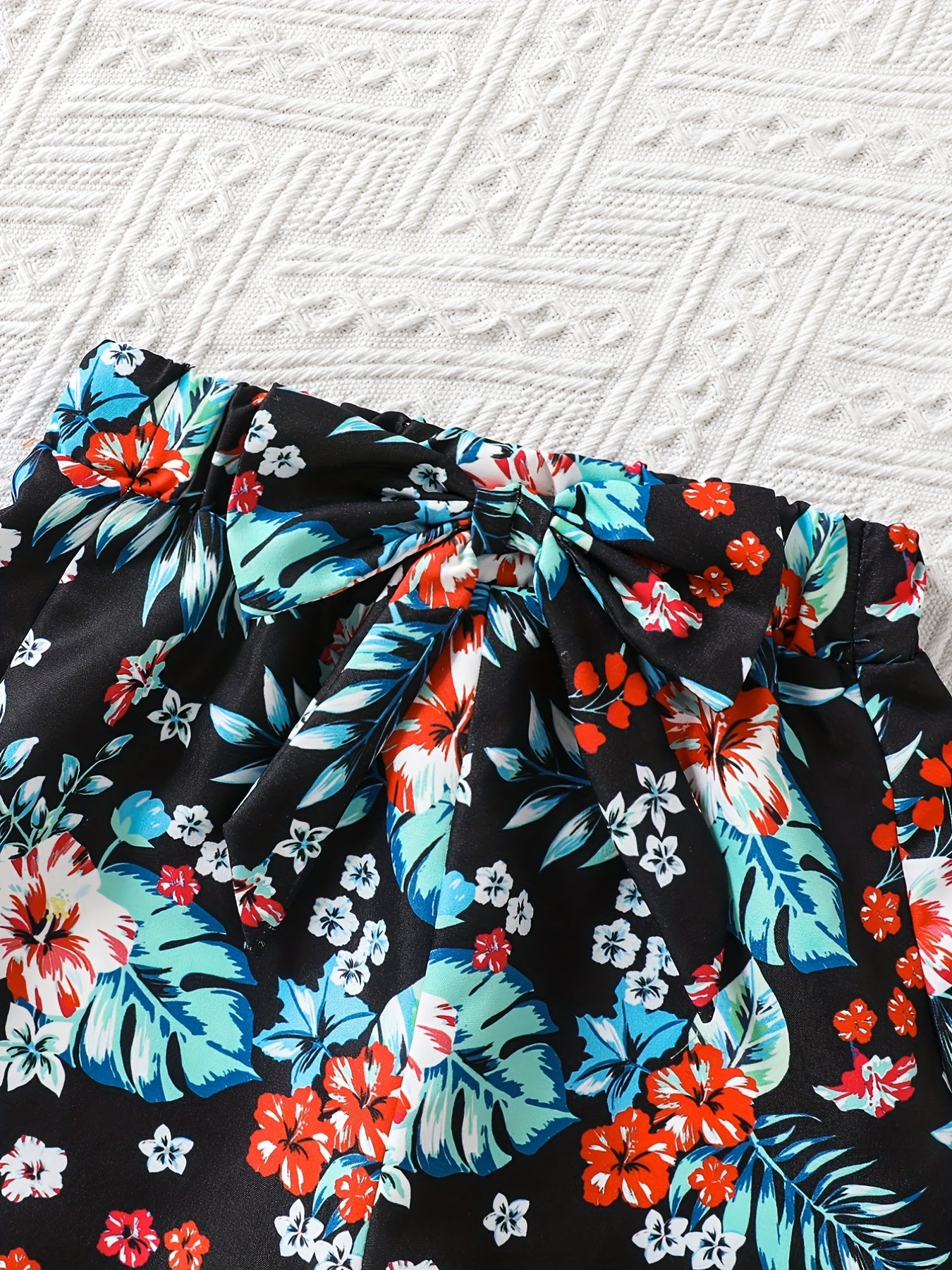 Toddler Girls Flowers Graphic Bow Front Casual Elastic Waist Shorts
