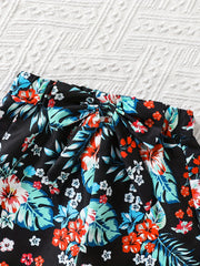 Toddler Girls Flowers Graphic Bow Front Casual Elastic Waist Shorts