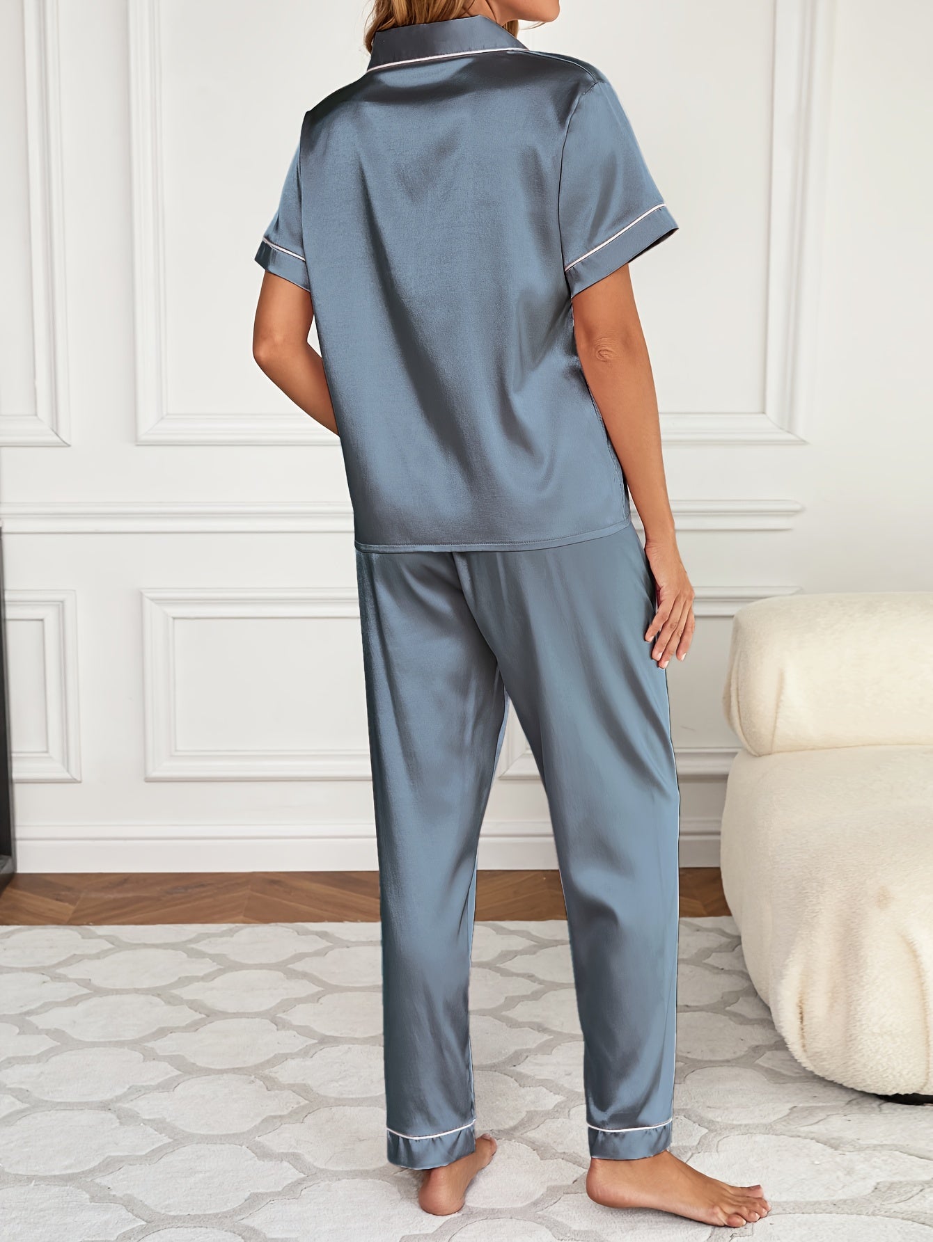 Satin Embroidered Pajamas Set for Women