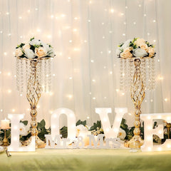 2pcs Metal Flower Vases Crystal Stand Wedding Centerpieces Tables Party Decor