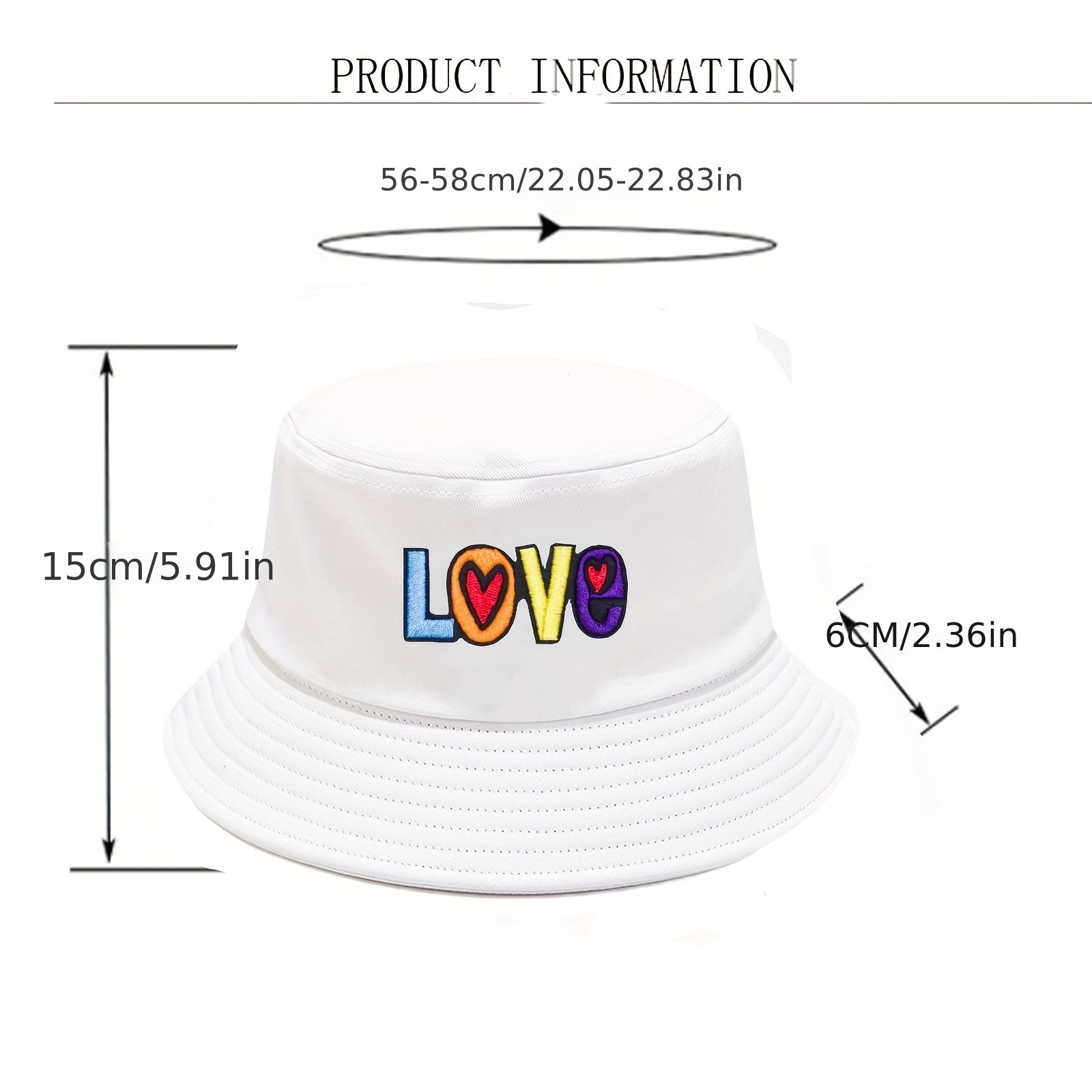 Mens Bucket Hat Love Embroidered Fisherman Hat