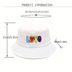 Mens Bucket Hat Love Embroidered Fisherman Hat