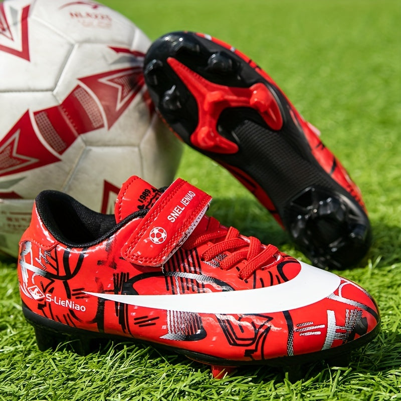 Youth Spiked Football Boots, Hook & Loop Fastener, Anti-Skid, Breathable