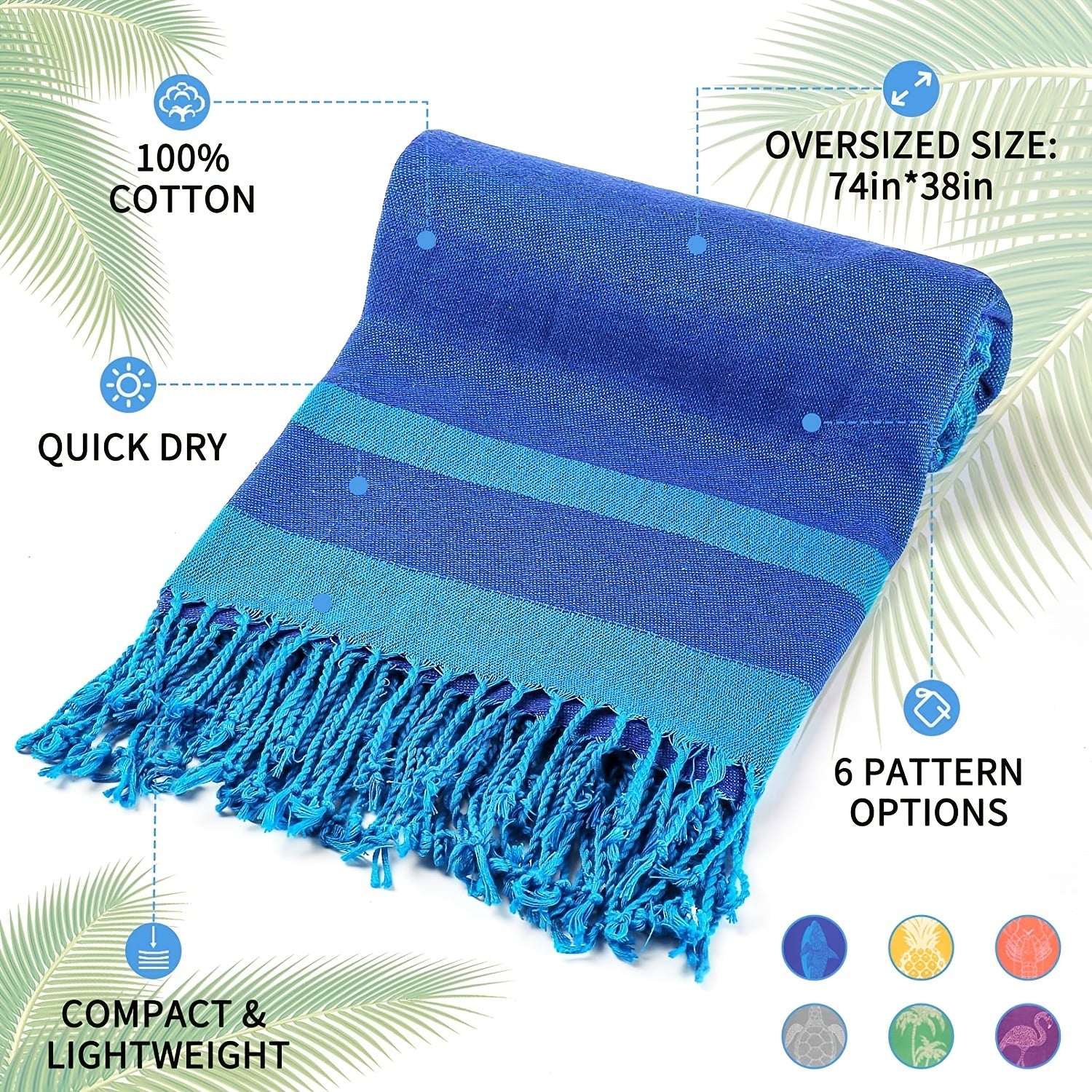 1pc Soundproof Beach Towel Oversized Quick Dry Tassel Travel Gym