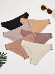 6pcs Seamless Solid Bikini Panties Breathable Intimates Women's Lingerie