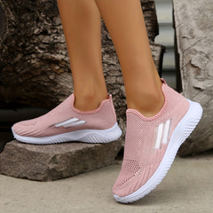 Women's Pink Breathable Slip On Running Shoes Lightweight Low Top