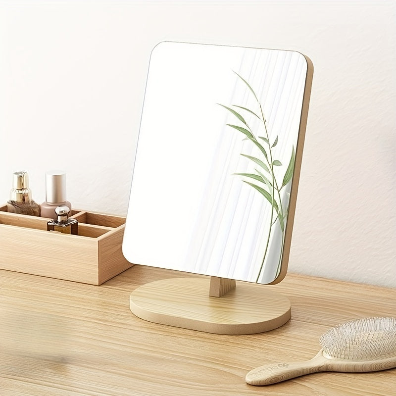 Wooden Vanity Mirror Rotating Makeup Mirror for Daily Makeup & Skincare