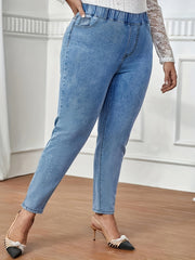 Elastic High Rise Stretch Jeans