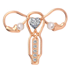 Pearl Crystal Uterus Brooch Feminine Health Pin for Doctors Nurses