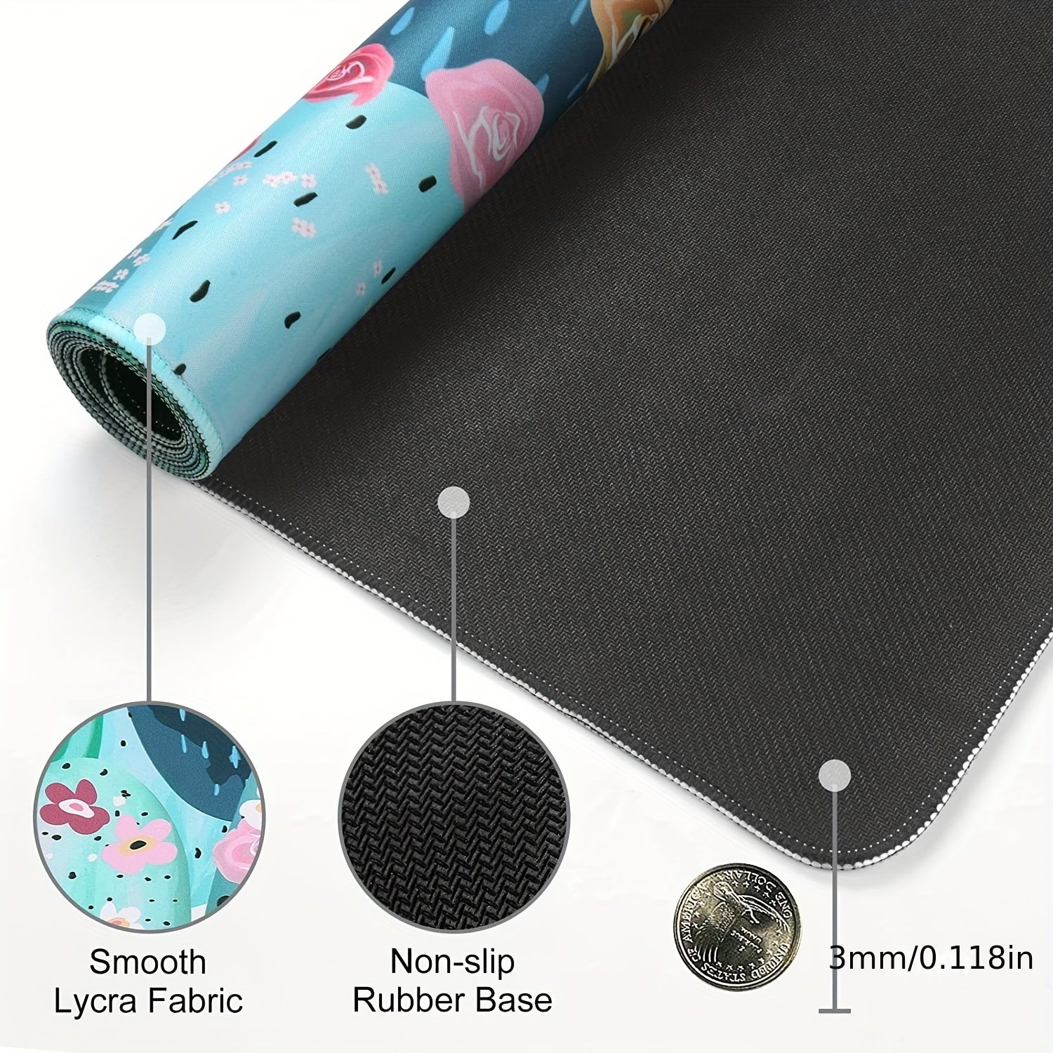 Large Cactus Pattern Gaming Mouse Pad 16 29 5in Desk Mat Water Resistant