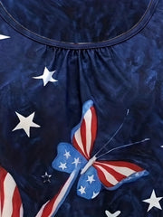 American Flag Butterfly Print Tank Top