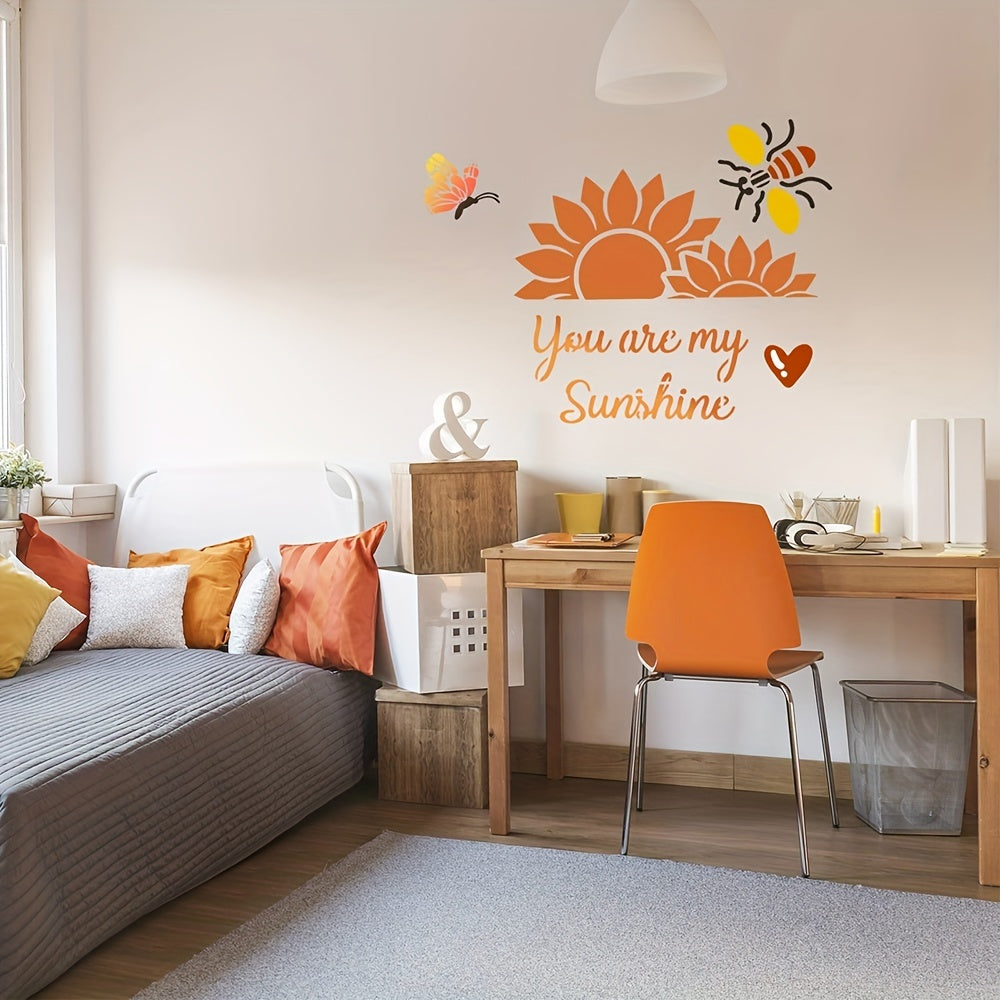 8 Pcs Sunflower Butterfly Stencils for Painting on Wood, Wall, Canvas