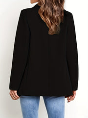 Solid Long Sleeve Office Blazer