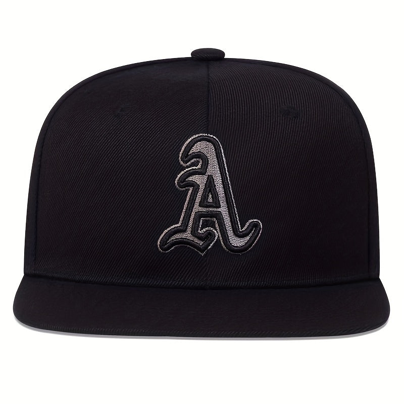 Gothic A Embroidery Snapback Hat Flat Brim Hip Hop Baseball Cap Unisex