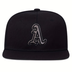 Gothic A Embroidery Snapback Hat Flat Brim Hip Hop Baseball Cap Unisex