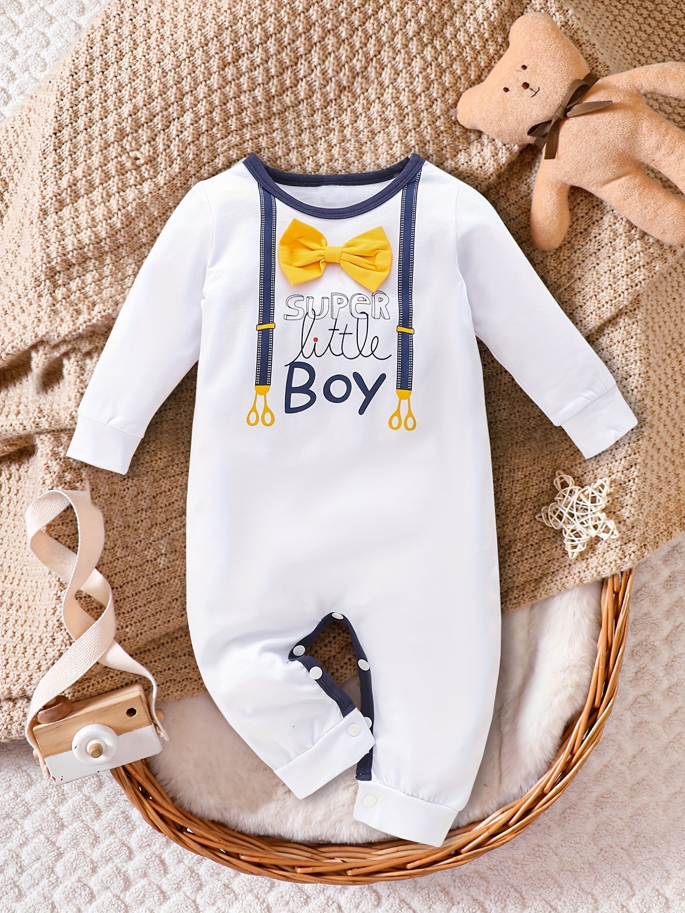 Baby Gentleman Jumpsuit LITTLE BOY Print Cotton Onesie