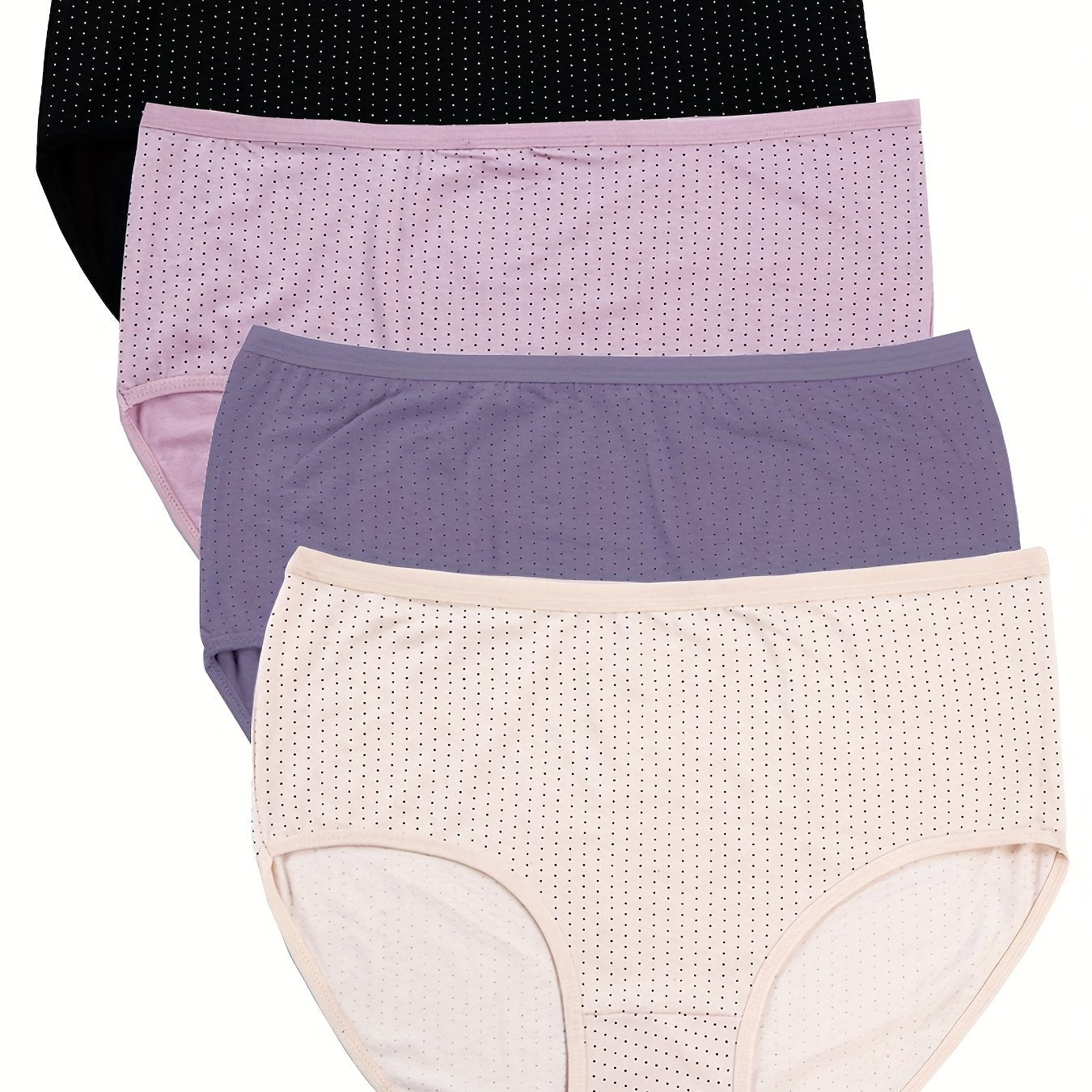 4 Pack Plus Size Pin Dot Print Panties Set