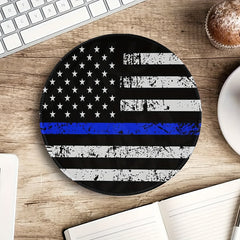Vintage American Flag Pattern Mouse Pad Non Slip Round Mouse Mat