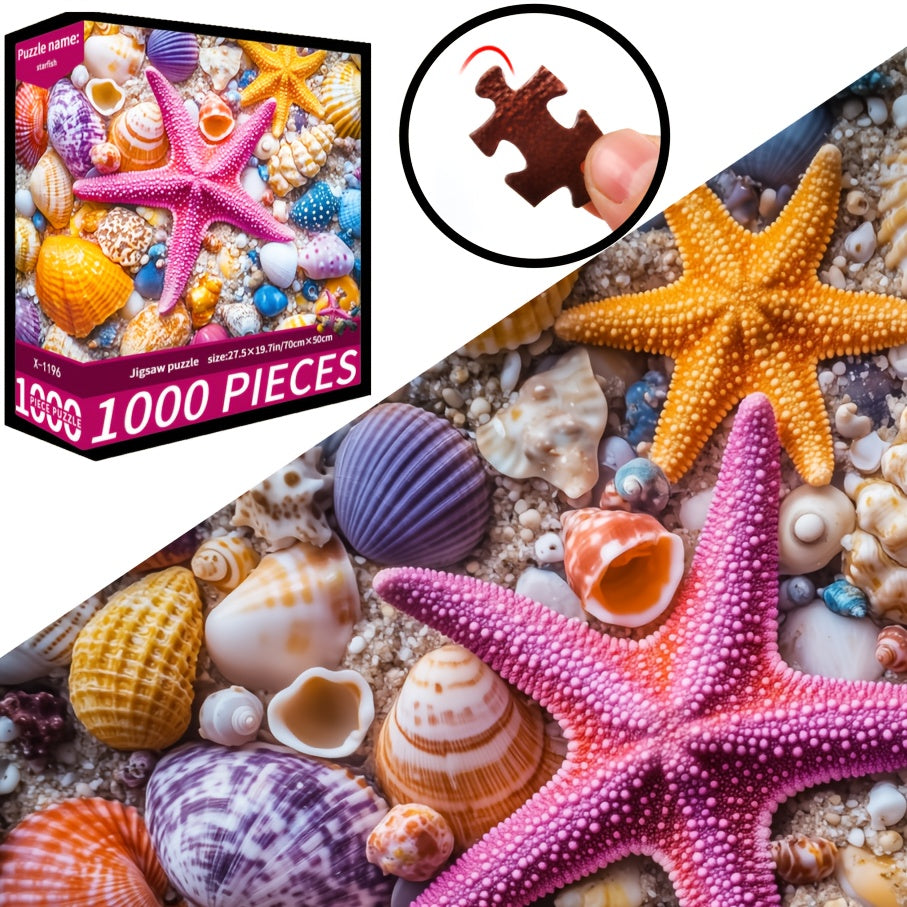 Coastal Ocean Theme Jigsaw Puzzle Starfish Seashells Vibrant Colors