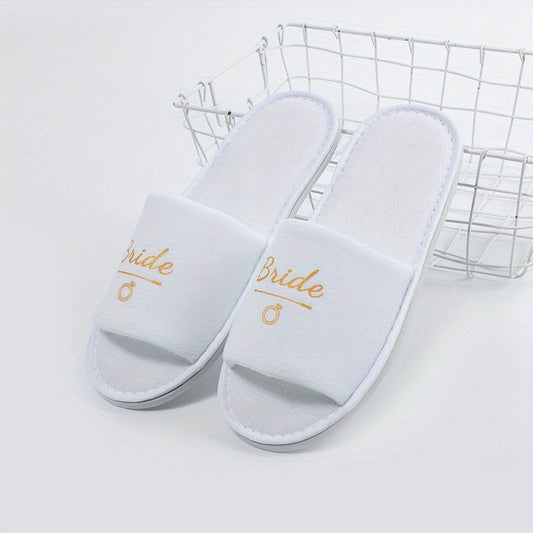 Women's Plush Slip-On Slippers with Open Toe and Thick Sole
