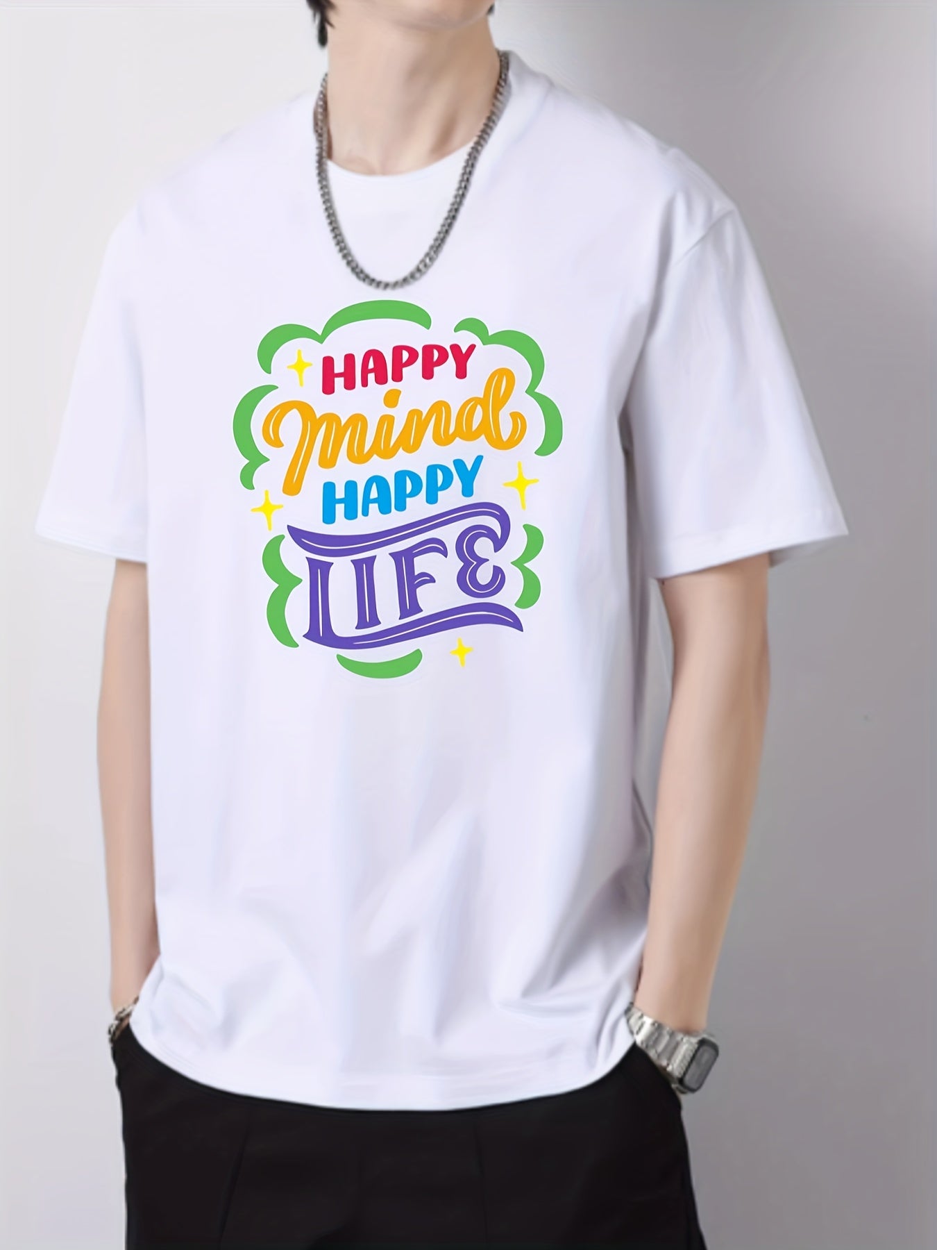 Men's Cotton Graphic Crew Neck Active T-shirt for Summer