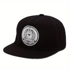 Eyes Round Label Adhesive Print Men's Hip Hop Hat