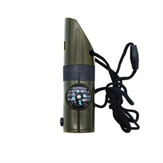 7 in 1 Survival Whistle LED Thermometer Compass Tool
