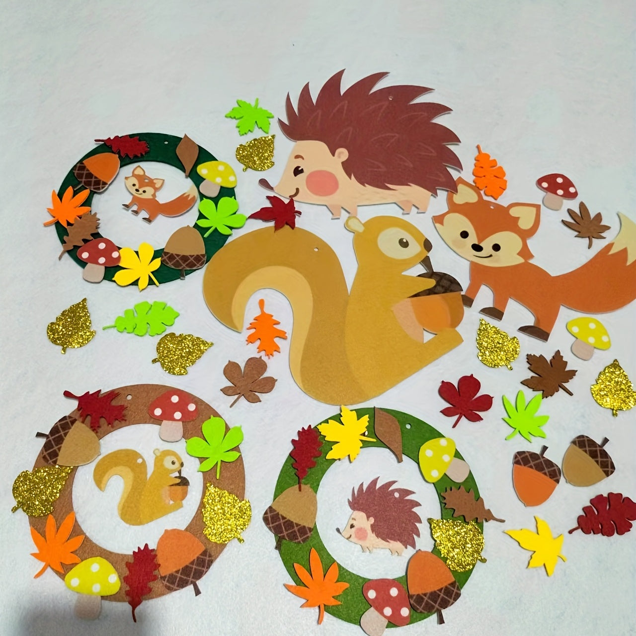 Kids Fall Felt Garland Hedgehog Squirrel Fox Autumn Decor