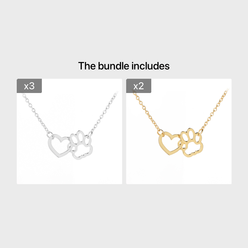 Dog Claw Heart Pendant Necklace Decorative Accessories Gift For Girls