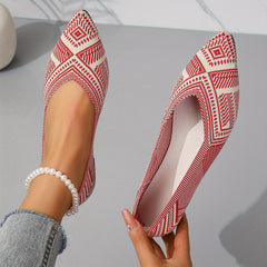 Women's Knit Pointed Toe Flats Soft Sole Slip On Walking Shoes