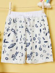Boys No Future Planet Star Moon Print Shorts Casual Soft Breathable