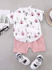 Baby Boys Pyramid Print Shirt & Shorts Set
