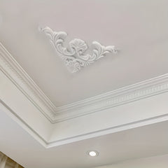 PU Curved Angle Flower Ceiling Decal Gypsum Border Furniture Ornament