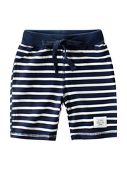 Boys Striped Shorts Drawstring Waist Kids Summer Clothes
