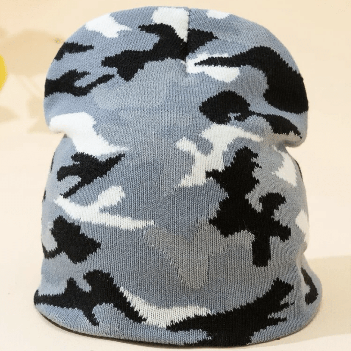 Y2K Gothic Camouflage Jacquard Wool Acrylic Knitted Hat Women Beanie