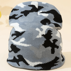Y2K Gothic Camouflage Jacquard Wool Acrylic Knitted Hat Women Beanie
