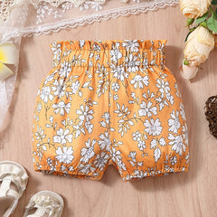 Baby Girls Floral Print Elastic Waist Shorts