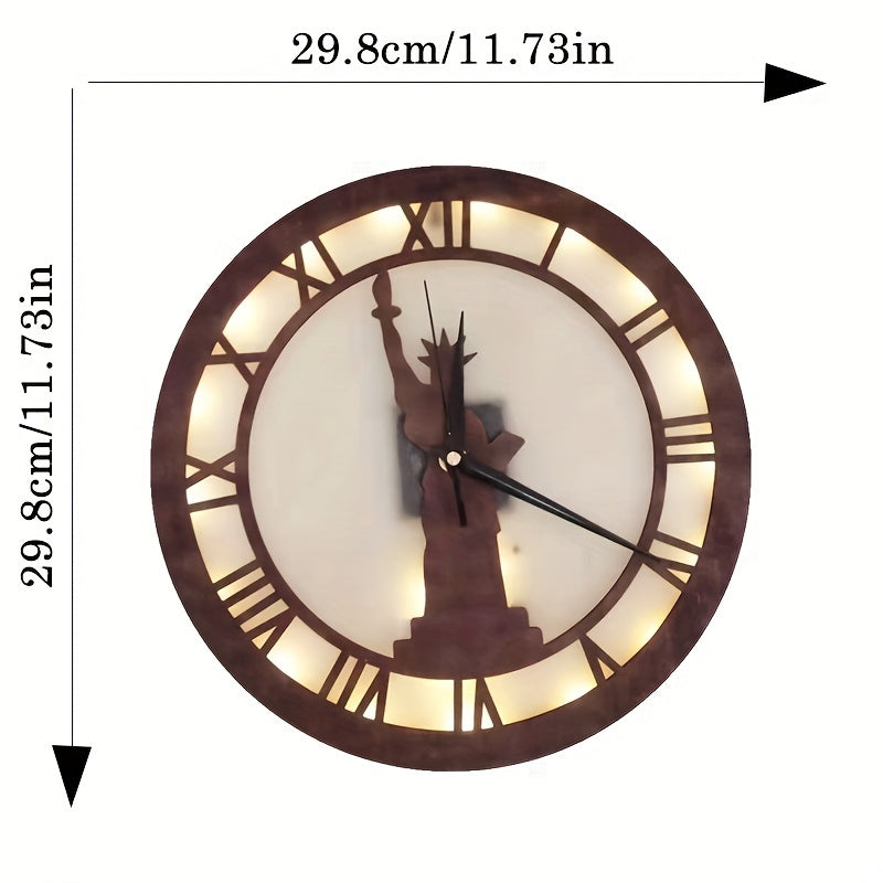Voice Control Goddess Shape Wooden Clock LED Retro Wood Decor