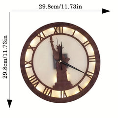Voice Control Goddess Shape Wooden Clock LED Retro Wood Decor