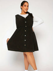 V Neck Button Tank Dress
