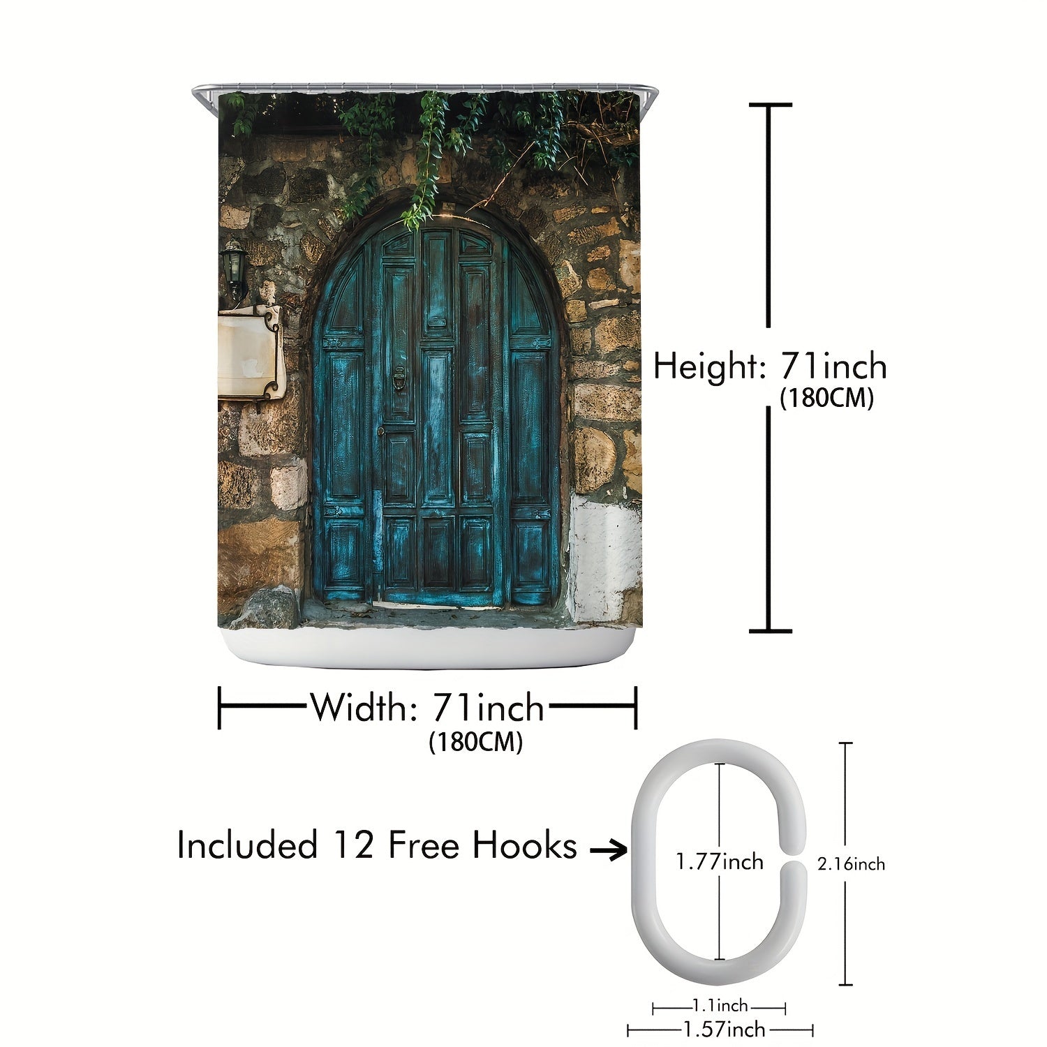 Waterproof Wood Print Shower Curtain 71x71in