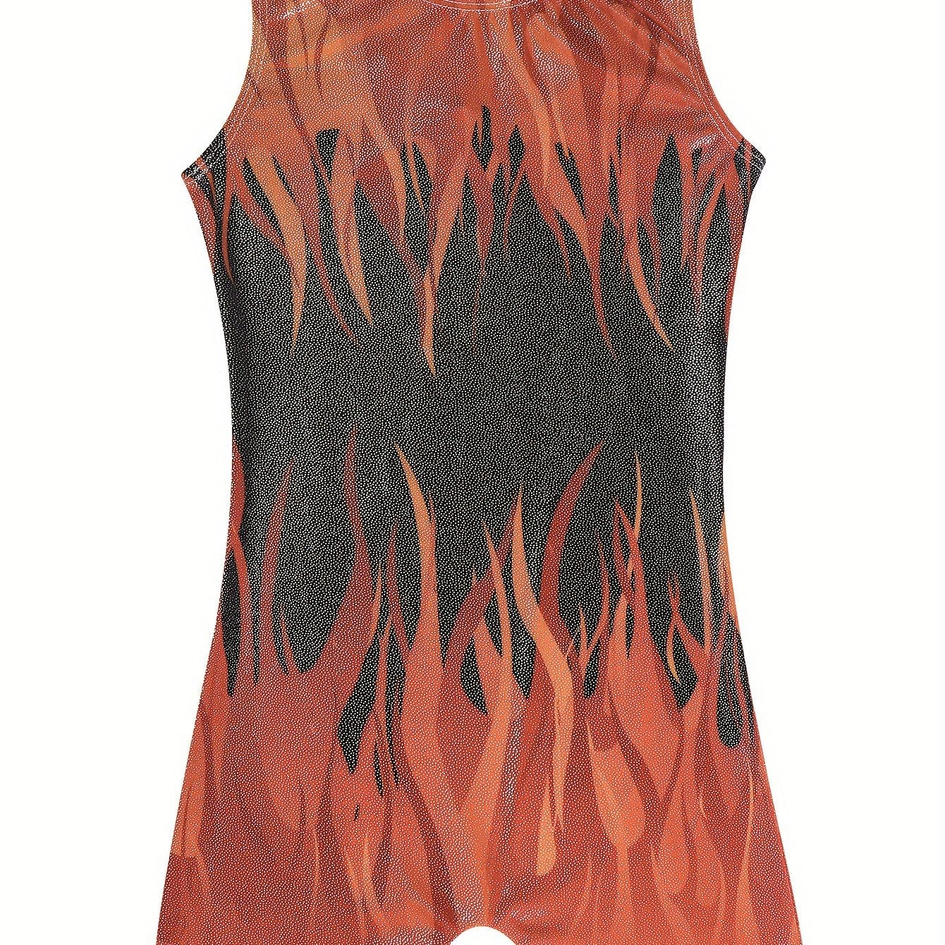 Flame Graphic Gymnastics Suit Ballet Leotard