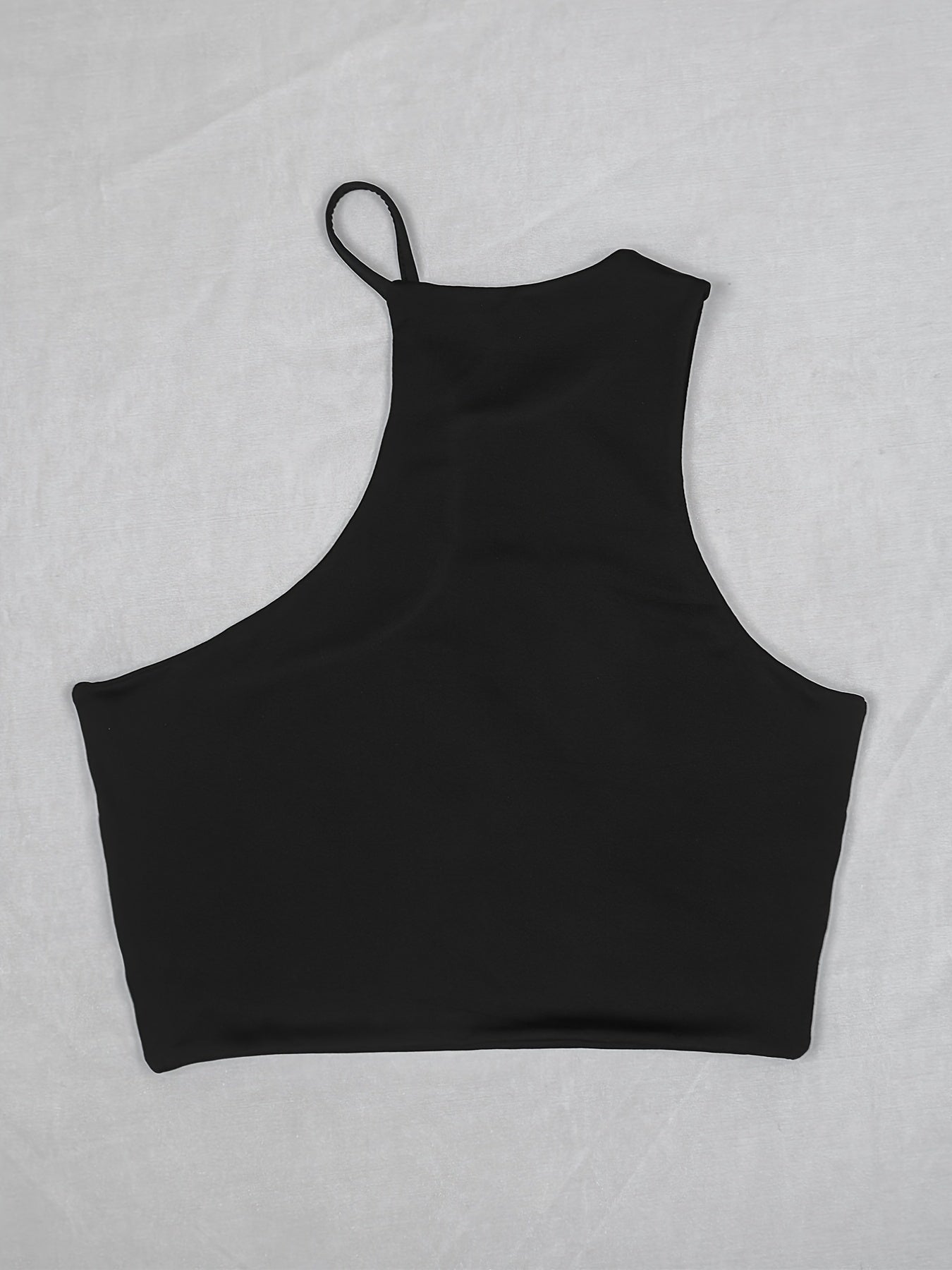 Women's Asymmetric Skinny Crop Tank Top Sexy Sleeveless Solid Top