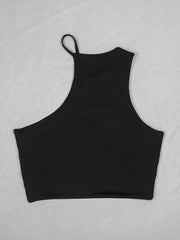 Women's Asymmetric Skinny Crop Tank Top Sexy Sleeveless Solid Top