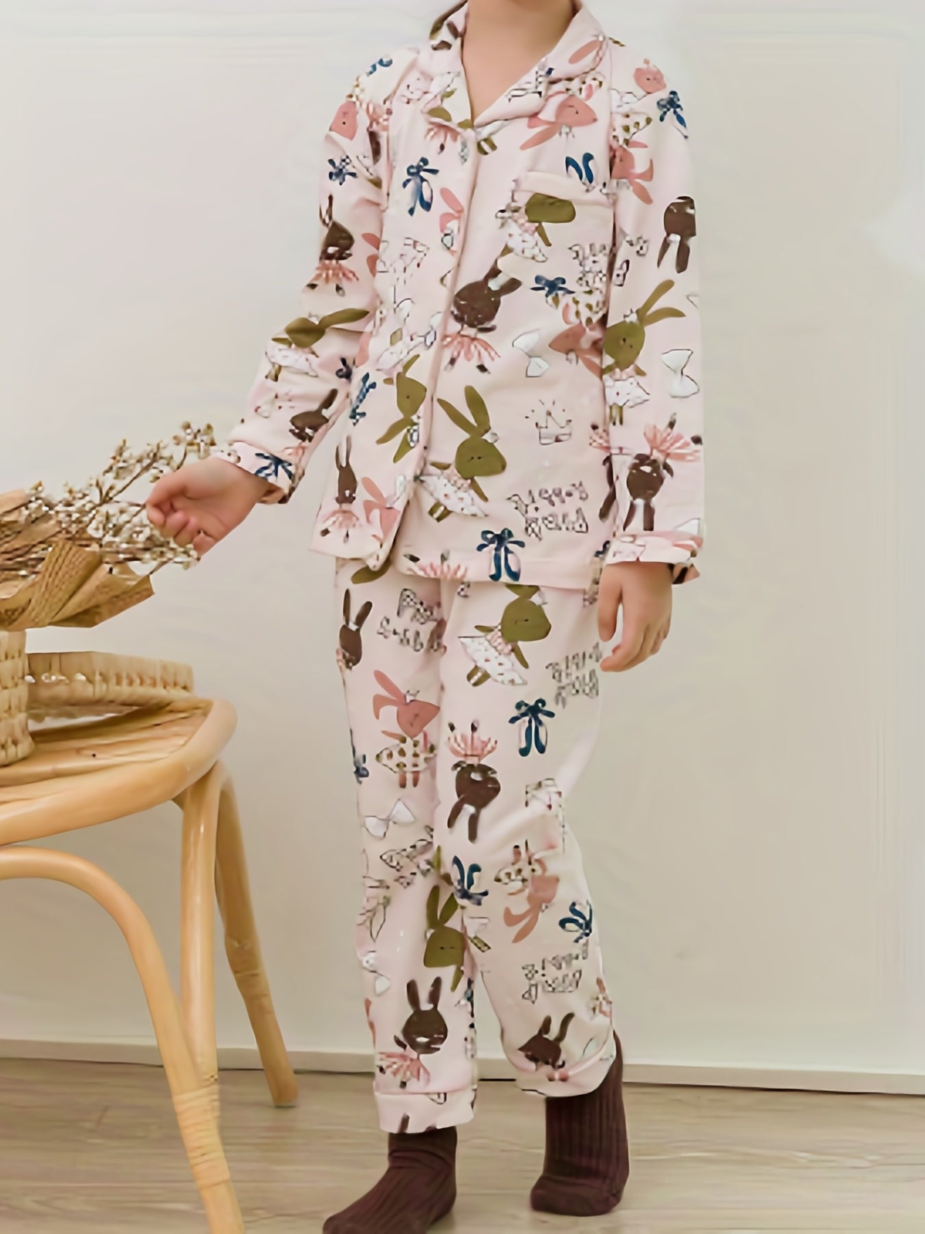 Girls 2pcs Unicorn Print Pajama Set