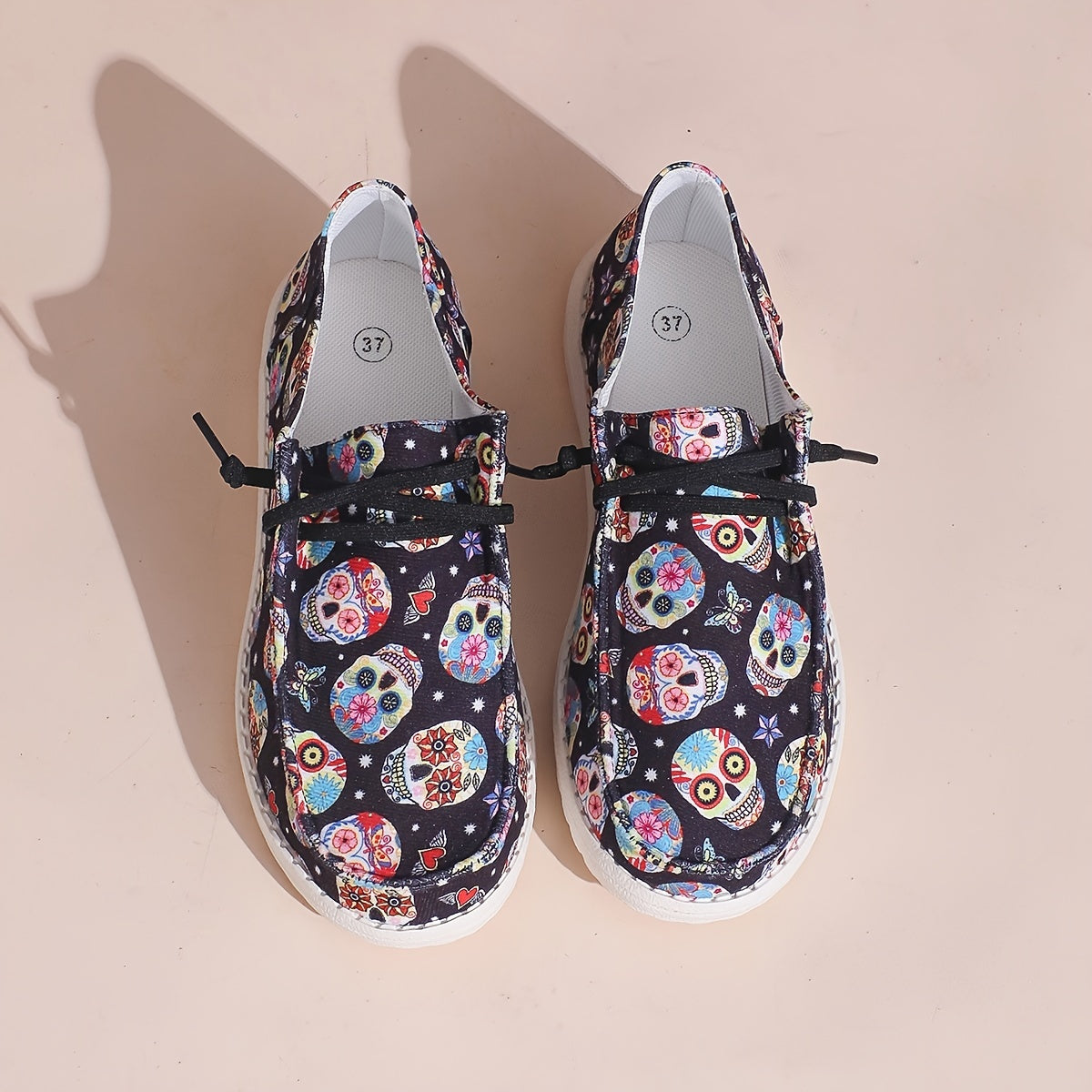 Colorful Skull Ghost Print Flat Shoes Scary Style Soft Bottom Sport Shoes