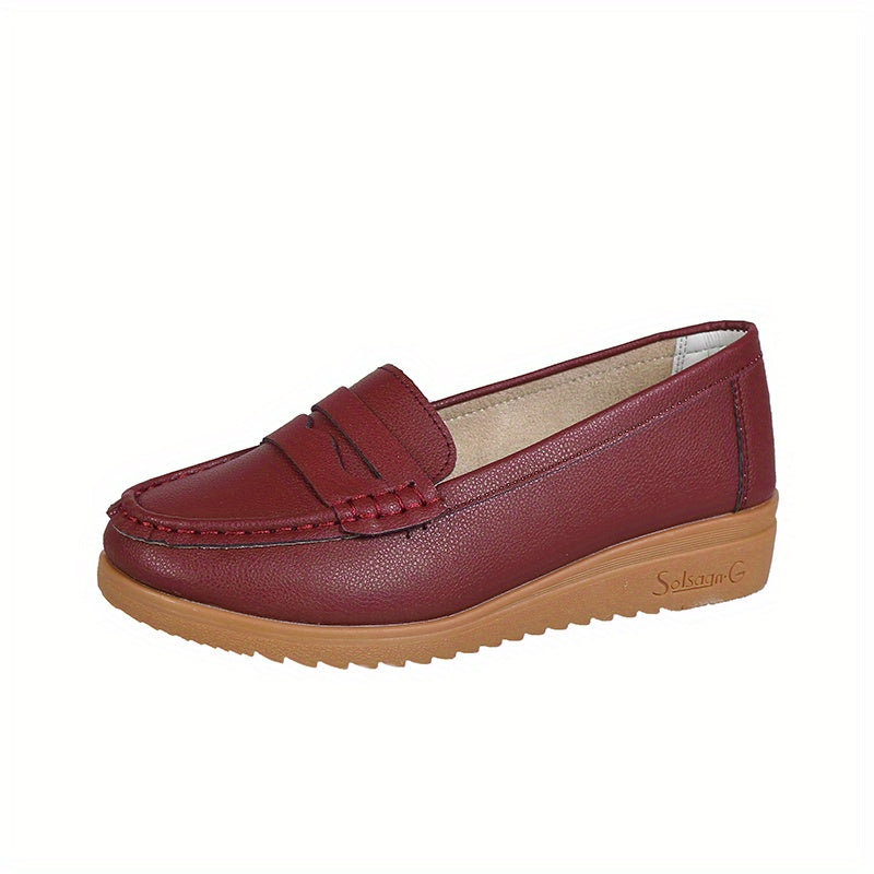 Women's Flat Loafers Faux Leather Slip On Shoes