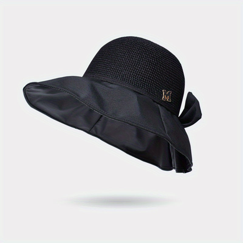 Wide Brim Sun Hat Bow Decor Casual Bucket Hat for Summer