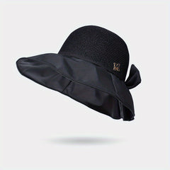 Wide Brim Sun Hat Bow Decor Casual Bucket Hat for Summer