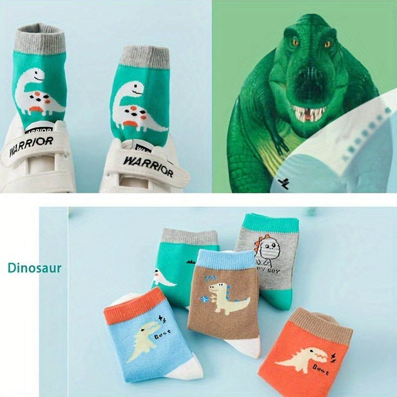 Boy's Cartoon Striped Crew Socks Breathable Casual Style Unisex Socks